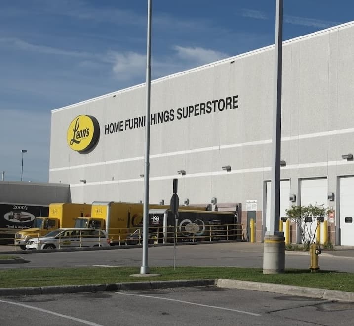 A freshly painted Leons furniture store