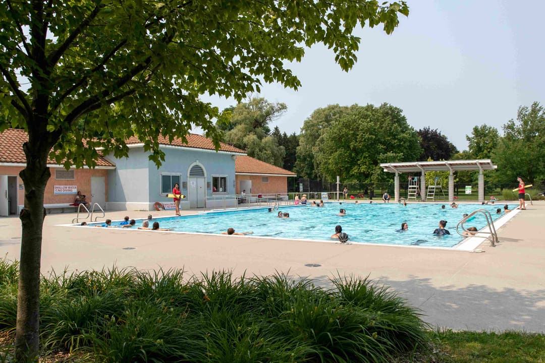 Freshly painted public pool in the City of London