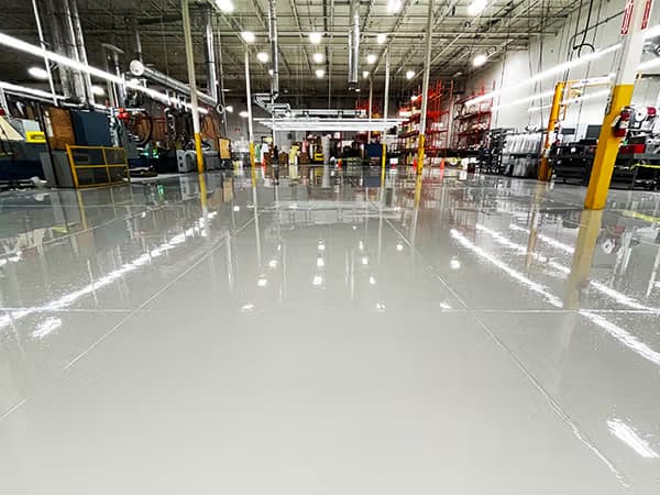 A factory with a just finished epoxy floor